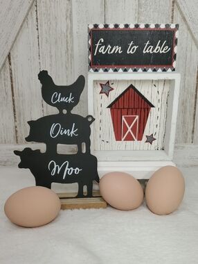 Farm To Table & Layered Farm Animal Silhouettes Sign Tiered Decor Table Decor